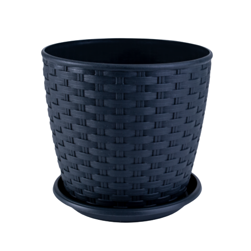 Вазон "Ротанг" з підст. 30*27,5см Алеана граніт (115026-граніт)