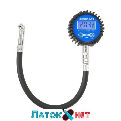 Манометр цифровий для перевірки тиску в шинах зі шлангом 0-250 psi 17 bar TPGD0250-S Airkraft, фото 1