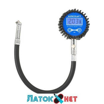 Манометр цифровий для перевірки тиску в шинах зі шлангом 0-250 psi 17 bar TPGD0250-S Airkraft