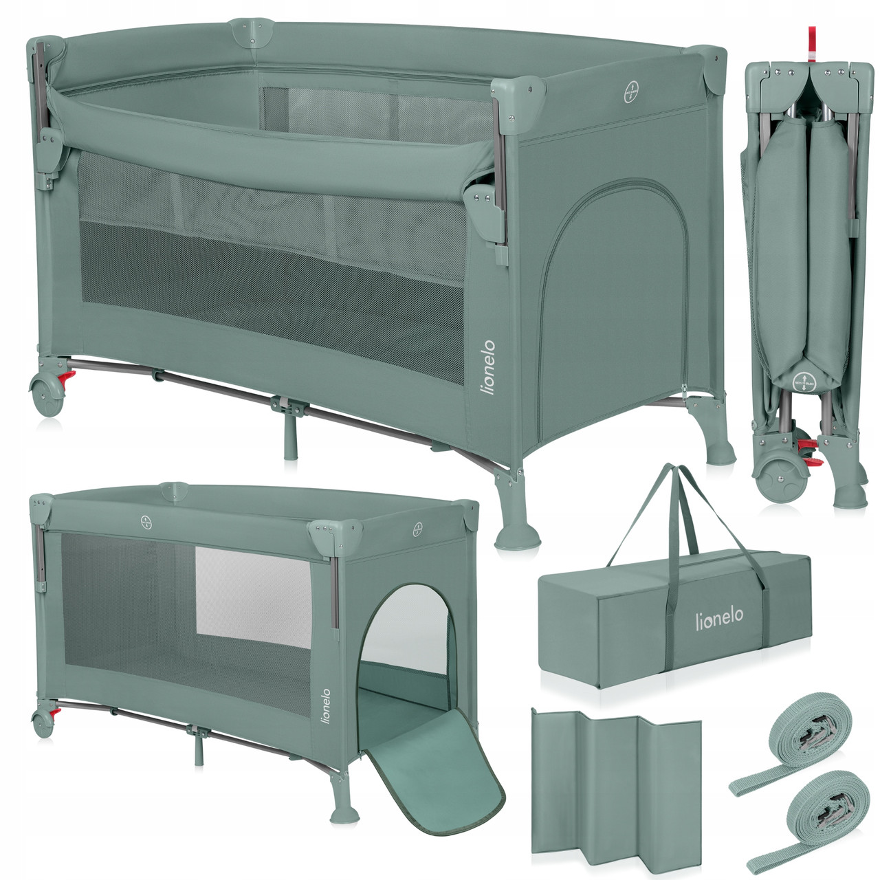 Ліжечко-манеж Lionelo ELLEN GREEN SAGE, фото 1