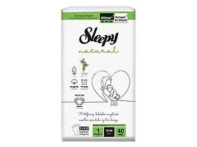 Підгузки дитячі р.1 40шт Natural Diaper Newborns 1 (2-5кг) ТМ SLEEPY FG