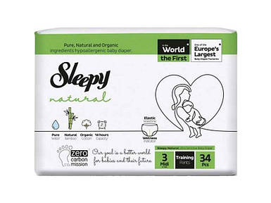 Підгузки-трусики р.3 34шт Jumbo Midi 4-9кг (білі) ТМ SLEEPY FG