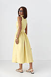 Бавовняна довга жіноча сукня з комірцем лимонна вільна літня сукня міді розмір S, фото 3