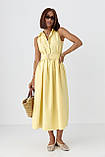 Бавовняна довга жіноча сукня з комірцем лимонна вільна літня сукня міді розмір S, фото 6