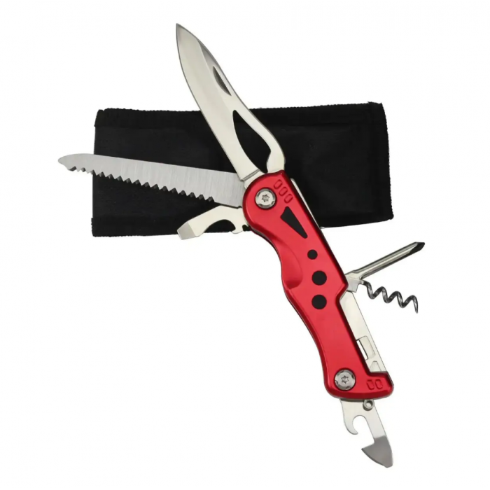 Туристичний ніж 6в1 Traveler 11 см MS-001 з чохлом Червоний