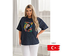 Бавовняна жіноча футболка тай-дай Labubu Graffiti Батал