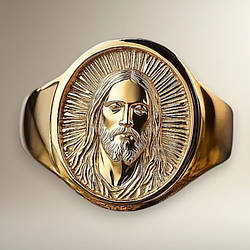 Каблучка золотиста образ Ісуса символічна 20 розмір IgnisFlos673