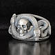 Перстень сріблястий змія і череп вінтажний готичний 20 розмір IgnisFlos957, фото 3