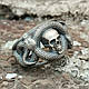 Перстень сріблястий змія і череп вінтажний готичний 20 розмір IgnisFlos957, фото 7