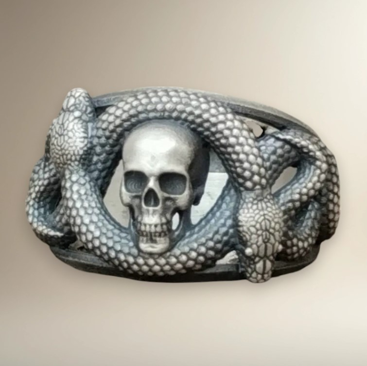 Перстень сріблястий змія і череп вінтажний готичний 20 розмір IgnisFlos957, фото 1