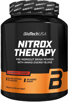 Передтренувальник BioTech Nitrox Therapy 680 гр журавлина Передтренувальний комплекс енергетик, фото 1