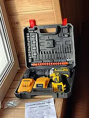 Акумуляторний дриль шуруповерт 24В 5Аг з кейсом і 2 акумуляторами 0-1500 об/хв 30 Нм