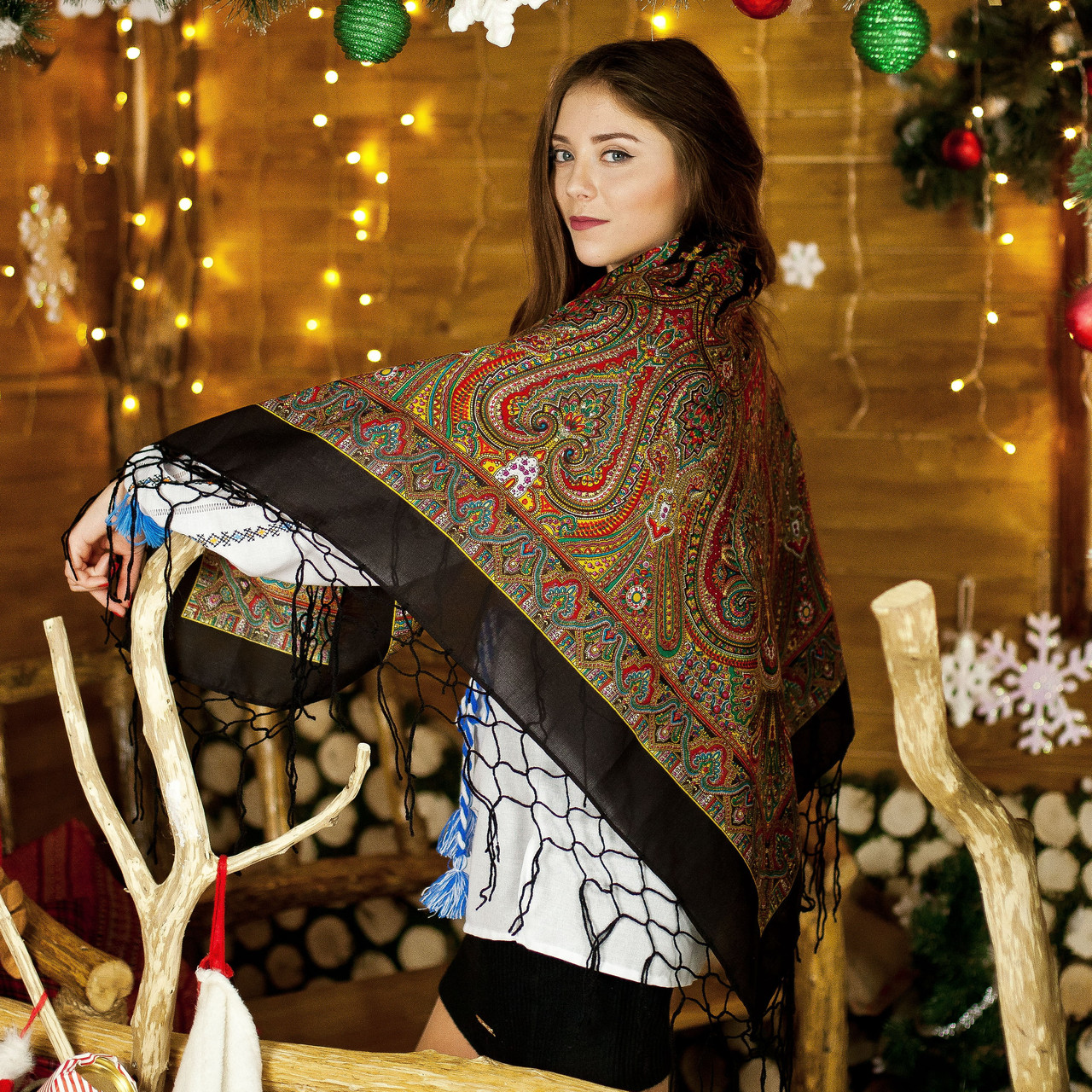 Українська хустка (125х125см) - орнамент, фото 1