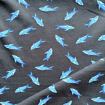 Стрейч кулір трикотаж полотно преміум класу малюнок серфінг делфин
