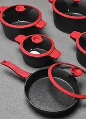 Набір каструль і сковорідок XW-10 антипригарне мармурове покриття 20 24 28 32 см