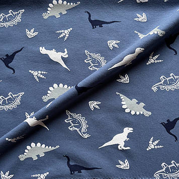 Кулір стрейч трикотаж полотно преміум класу принт динозаврики