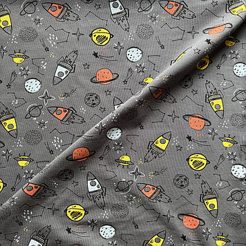 Кулір стрейч трикотажний преміум набивка космос