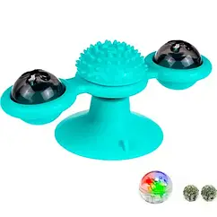 Іграшка для кота Вітряк бірюзова 15.8 x 7.4 безпечна гума та пластик