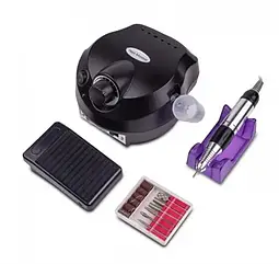 Фрезер для манікюру Нейл Дріл ДМ-202 ПРО 65 Вт 35000 об/хв реверс ніжна педаль набір фрез 6 шт