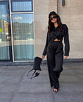 Шовковий костюм жіночий сорочка та штани оверсайз 42-44 46-48 50-54 56-58