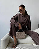 Шовковий костюм жіночий сорочка та штани оверсайз 42-44 46-48 50-54 56-58, фото 2