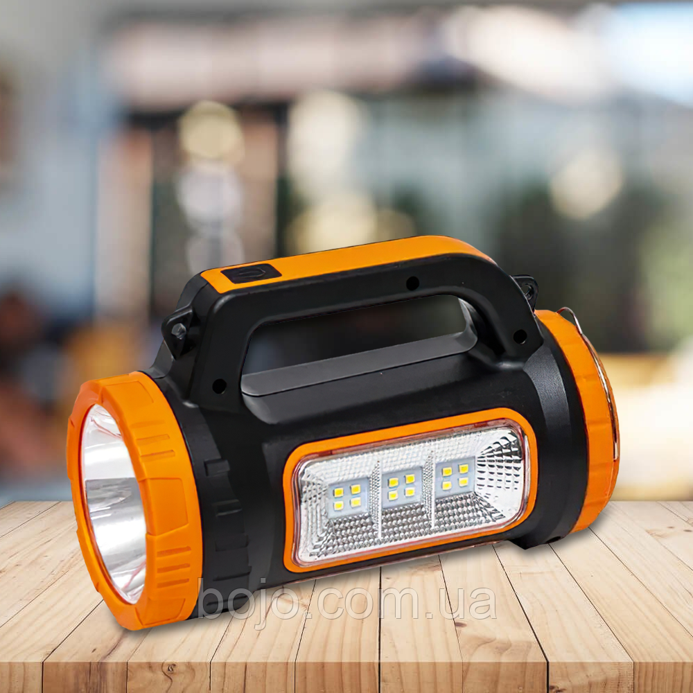 Ліхтар ручний акумуляторний MH-818В переносний на сонячній батареї, Помаранчевий (AM-6)
