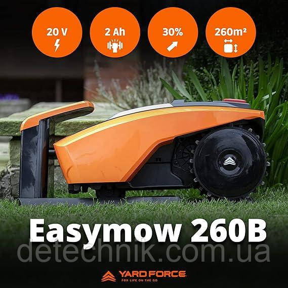 Роботизована газонокосарка Yard Force EasyMow 260B із датчиками для газонів площею до 260 м², фото 1
