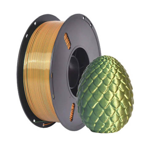 Пластикова нитка PLA, 1.75 мм, 1 кг Шовк двоколірний [золотисто-зелений], фото 1