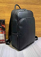 Рюкзак мужской кожаный. Черный городской рюкзак для ноутбука и документов