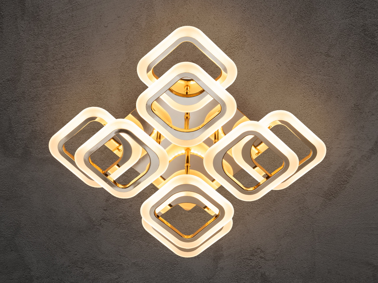 Світлодіодна люстра 8060 золото 70Вт з пультом для вітальні HAS8060/4+4G