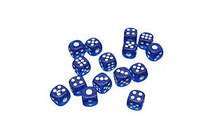 Кубики для ігор акрилові 12х12мм сині прозорі