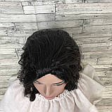 Перука жіноча хвиляста без чубчика чорна 58 см з термоволокна гофре Мауї., фото 3