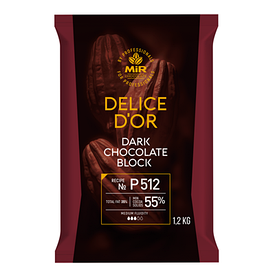 Чорний шоколад 55 % какао в плитці 1,2 кг, Мир