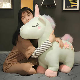 Білий єдиноріг RESTEQ 70 см велика м'яка іграшка для дітей з нижнім плюшевим покриттям