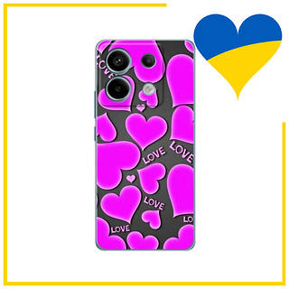 Чехол Redmi Note 13 Pro (5G) (Розовые Сердечка) / Чехлы с сердечками Xiaomi Redmi Note 13 Pro (5G)