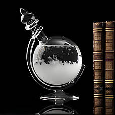 Барометр Штормгласс RESTEQ великий глобус, крапля Storm Glass на скляній підставці, декоративний та метеорологічний прилад для, фото 3