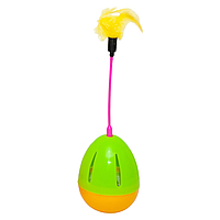 Іграшка для котиків інтерактивна Неваляшка з пір'ям на пласт. паличці 25*6,5 см в асорт.,  іграшка для котиків