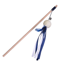 Іграшка для котиків на паличці М'ячик/Мишка з бубончиком 40 см синій в асорт., іграшка для котиків