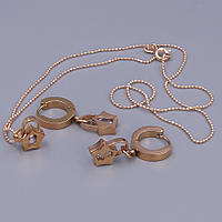 Набір Stainless Steel ланцюжок (45.5 см) з кулоном (12 мм) та сережки (довжина: 30 мм). Сталь. Позолота ЧВ.