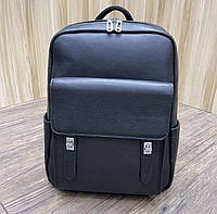 Рюкзак мужской кожаный. Черный городской рюкзак для ноутбука и документов