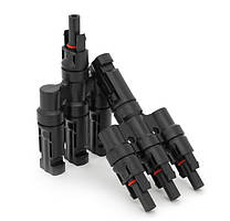 Конектор потрійний з'єднувальний MC4 (пара) для сонячних панелей