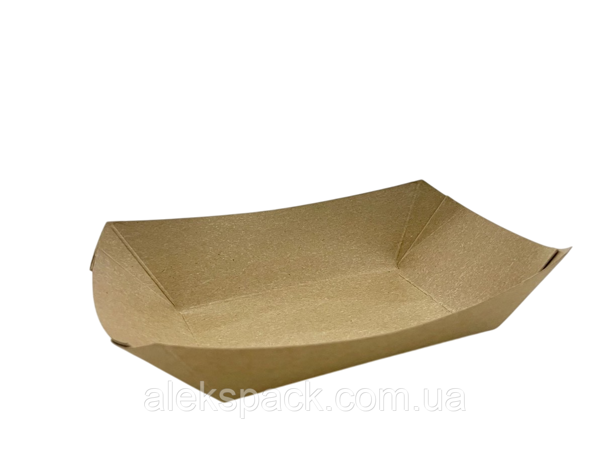 Тарілка-човник 170*130*40 крафт клеяний 100пак/1200ящ, фото 1