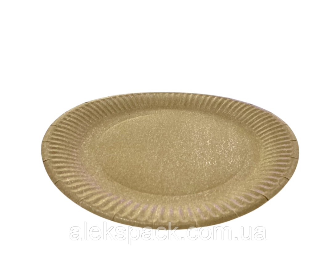 Тарілка д250 мм крафт ламінована РЕ 100шт/700ящ, фото 1