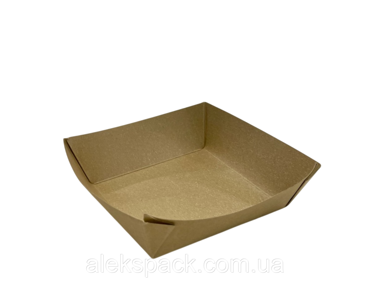 Тарілка-човник 139*139*42 мм крафт клєяний 100шт/800ящ, фото 1