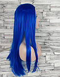 Перука синя довга пряма без чубчика з проділом жіноча для жінок 70см зі штучного волосся, фото 3