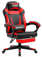 Ігр. крісло DEFENDER (64344) Cruiser Чорний/Червоний, ПУ, підніжка