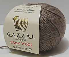 Нитки пряжа для в'язання Baby wool Gazzal Бебі вул Газзал №835 - молочний шоколад