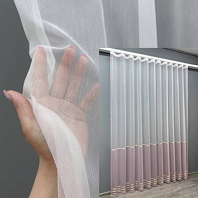 Тюль бамбук. Колір молочний з рожевим. Код 1735т