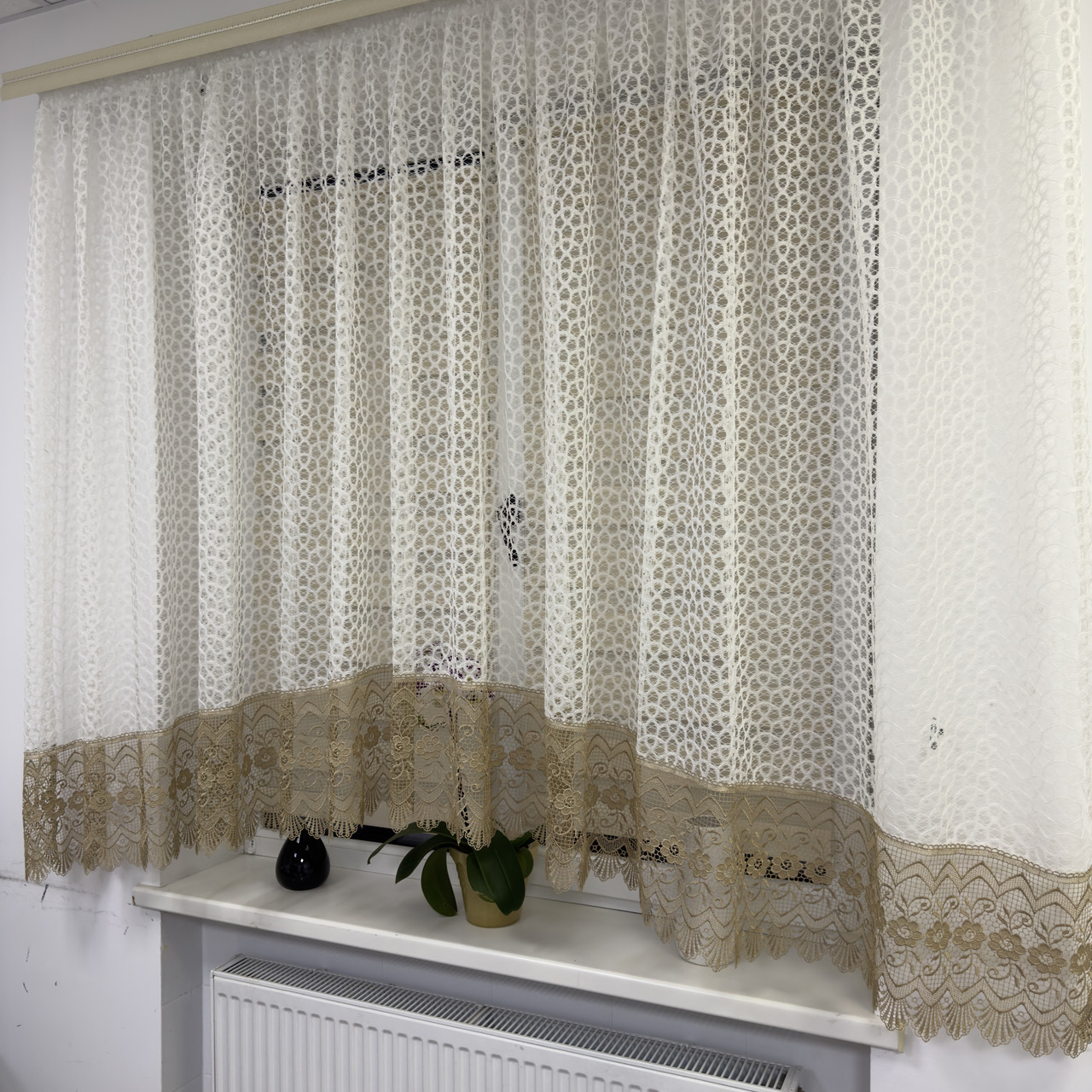 Арка гепюрова сітка з макраме кремово-беж №1381-1, 4м