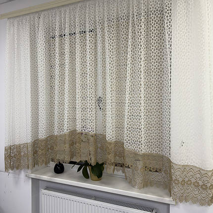 Арка гепюрова сітка з макраме кремово-беж №1381-1, 4м, фото 1